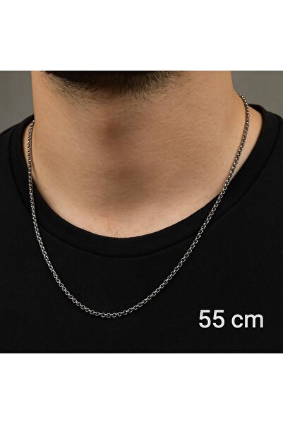 Marka Tasarim Silver Color Thin Doc Unisex Steel Necklace