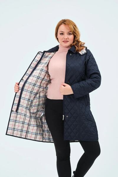 TUTveAL Collection Palton matlasat cu glugă, lung, rezistent la apă, pentru femei, matlasat în carouri