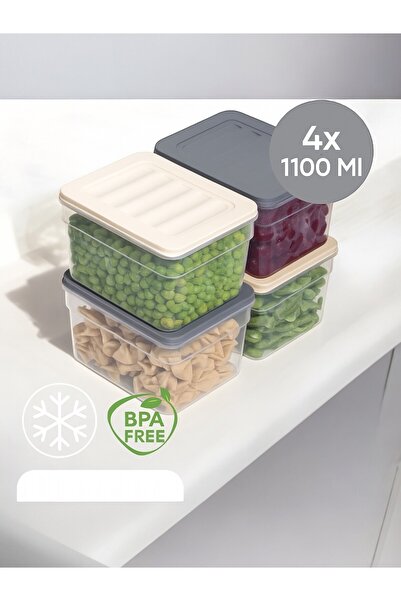 Nesto Home Set of 4 Colorful 1100 ml Deep Refrigerator - Organizer Freezer and Microwave Storage Container