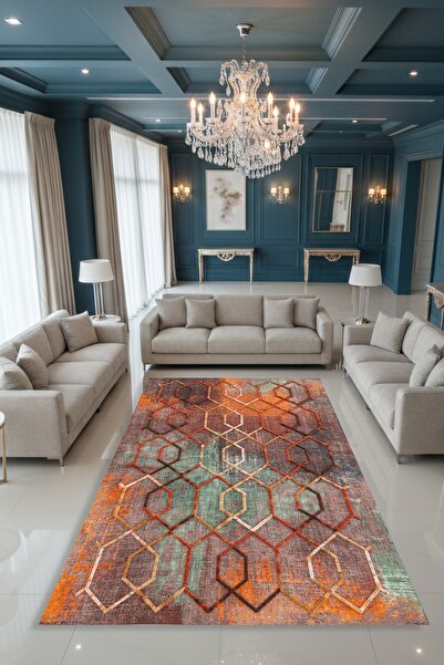 Kessy Home Studio Serene Geometrik Desenli Renkli Modern Halı Yıkanabilir Ret...