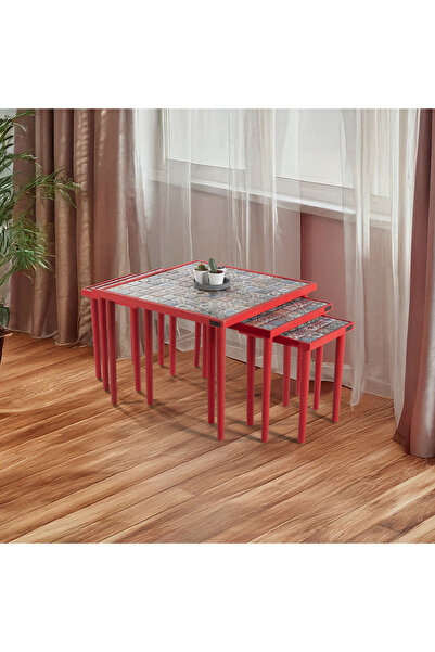 bluecape Esperanza Doğal Masif Seramik 5'li Multi Zigon Sehpa