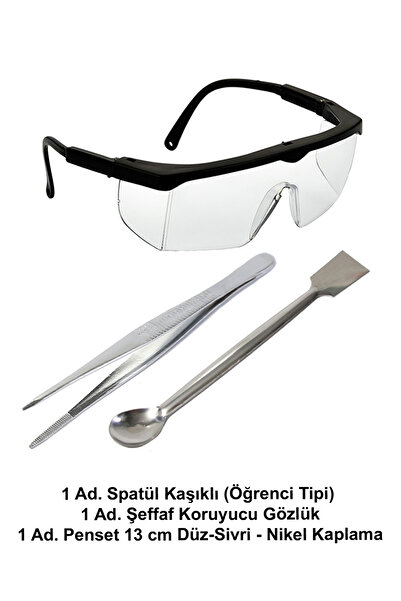 ATEL-SAN Laboratuvar Öğrenci Seti - A / Spatül Öğrenci Tipi + Koruyucu Gözlük...