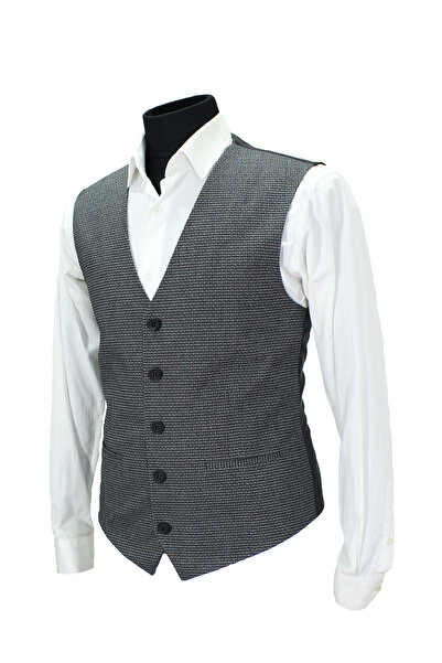 MENTOR REGALO MEN'S VEST V-NECK BLACK PATTERNED 50581