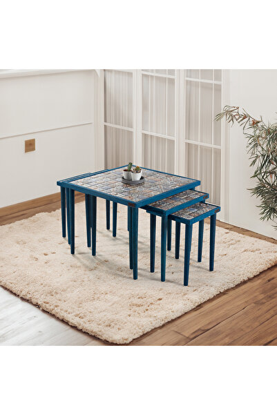 bluecape Esperanza Doğal Masif Seramik 5'li Multi Zigon Sehpa