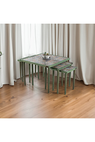 bluecape Esperanza Doğal Masif Seramik 5'li Multi Zigon Sehpa