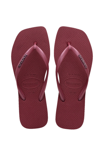Havaianas Slim Square Metallic Logo Women's Burgundy Slippers