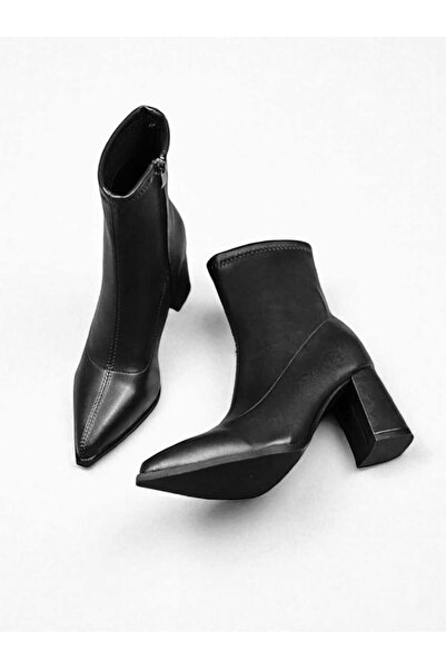 FRZZ Kadın steç Sivri Burun Orta Boy 7cm Topuklu Bot