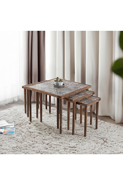 bluecape Esperanza Doğal Masif Seramik 5'li Multi Zigon Sehpa