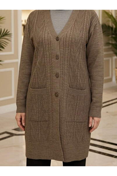 TEK Μακρύ πλεκτό χειμωνιάτικο μεγάλο μέγεθος Μαμά ζακέτα / βιζόν