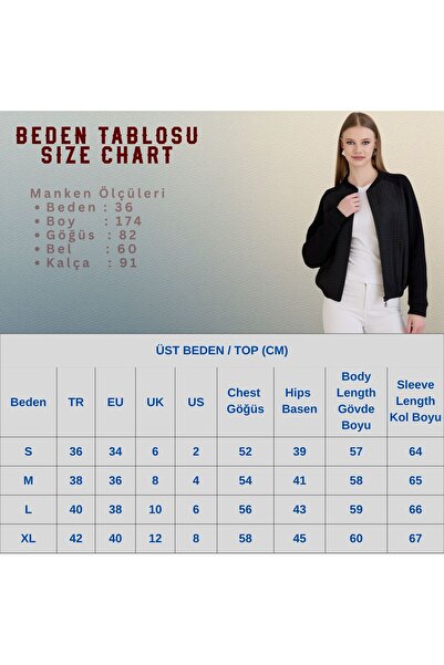 Sortie Women's Regular Fit Midi Length Knitwear Sleeves Zippered Black Color Transitional Bomber Coat