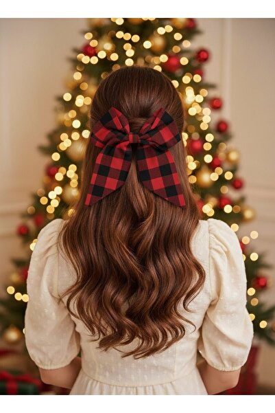 Toka Delisi Handmade Latest Trend Large Checkered Red Black New Year Automatic Bow Buckle, Young Girl Women's Buckle