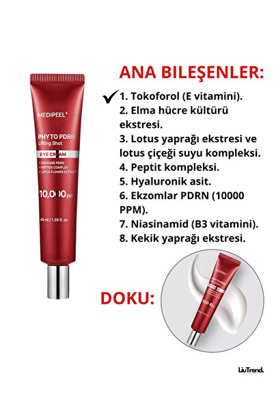 Medipeel Phyto Exosome PDRN Lifting Shot Eye Cream 40 ml PDRN içeren peptit lifting göz kremi