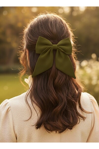 Toka Delisi Αυτόματη πόρπη με φιόγκο σε πράσινο χρώμα λαδιού, χειροποίητη πόρ...