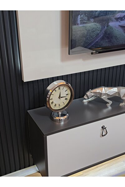 LH Lavinya Home Saat 25x20 cm Gümüş Renk Metal Lüks Masa Saati