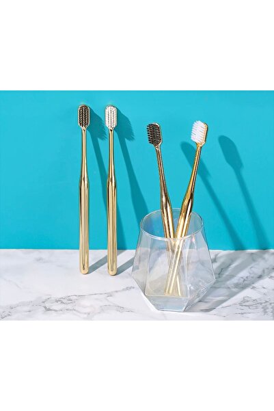 BIJIE Gold Color Black Bristle Colorful Toothbrush (1 Piece)