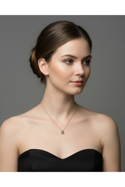 Agai Silver Damla Model Sitrin Taşlı Altın Kaplama 925 Ayar Gümüş Kolye