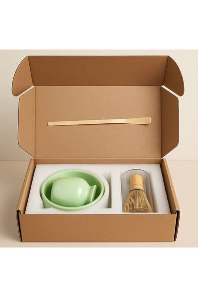 The Matcha Corner Matcha tea set with ceramic bowl, traditional spoon, bamboo matcha whisk