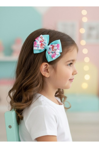 UniqueHandMade مشبك القوس فلامنغو النعناع، مشبك مصنوع يدويًا من شريط Grosgrai...