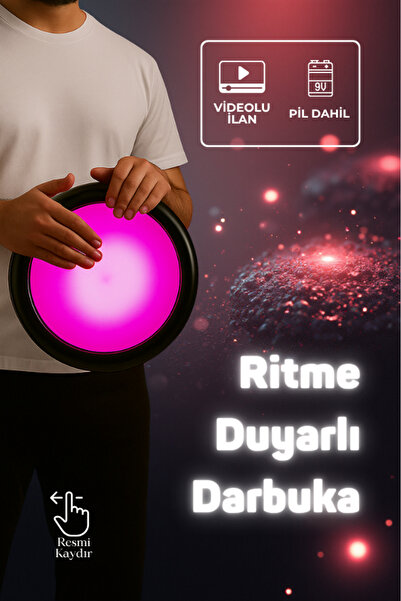 SALVADOR Ritme Duyarlı Pembe Işıklı Erzincan İşlemeli Döküm Darbuka Kılıfı + ...