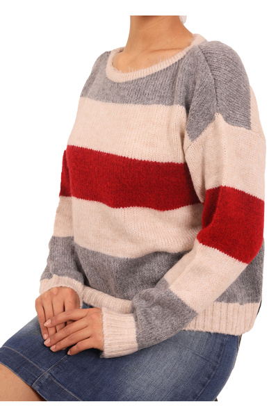 RTD&VLD سترة تريكو مخططة برقبة دائرية للنساء من RTD & VLD