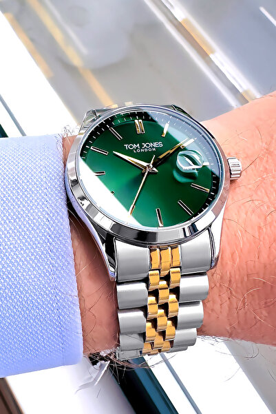 Tom Jones Erkek Kol Saati 3 Atm Su Geçirmez Gümüş Renk Çelik Kordon + Bileklik TJEG2034C1