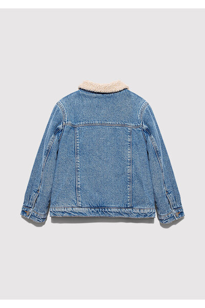 Mavi Atlas 90lar Suni Kürklü Açık Jean Ceket 6111403-90875