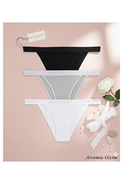 Dominant سراويل داخلية نسائية مكتوبة على الخصر مكونة من 3 قطع