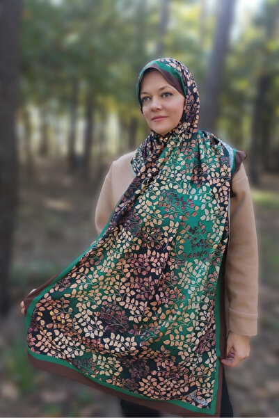 Noorella Scarf - فيردورا - شال منقوش بأوراق الشجر - بني