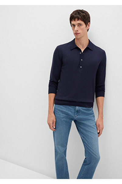 Mavi Marineblauer Wollpullover mit Knöpfen 0710382-70490