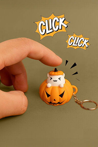 Obaco Çıtlaç Kedili Balkabağı Click Anahtarlık - Çanta Charmı, Sevimli Stres ...