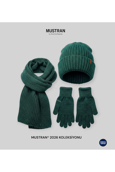 Mustran Children's Fleece-Lined Knitwear Beanie Scarf Gloves Set of 3 - Thick Knitted Winter Gift Model