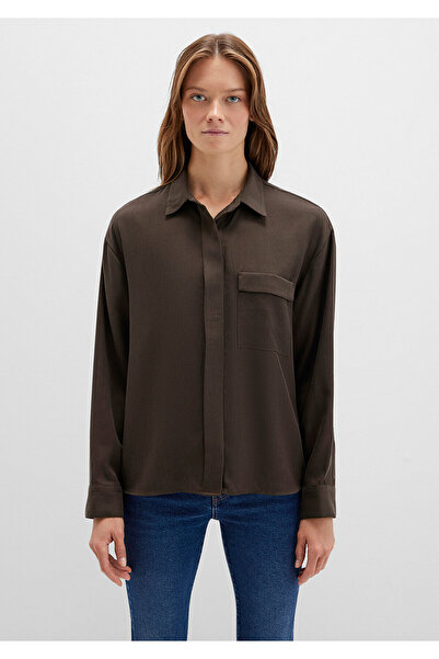 Mavi Kahverengi Gömlek Oversize / Geniş Kesim 1211354-71540