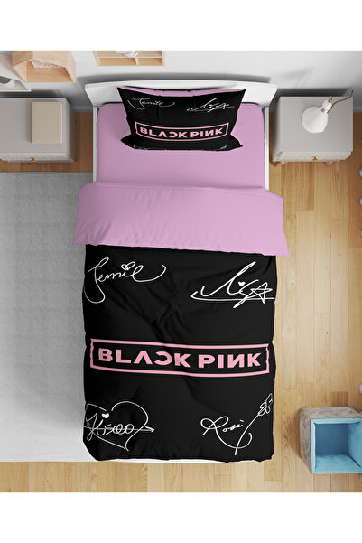 Erays Home Set de lenjerie de pat pentru fetiță, negru, roz, 3d