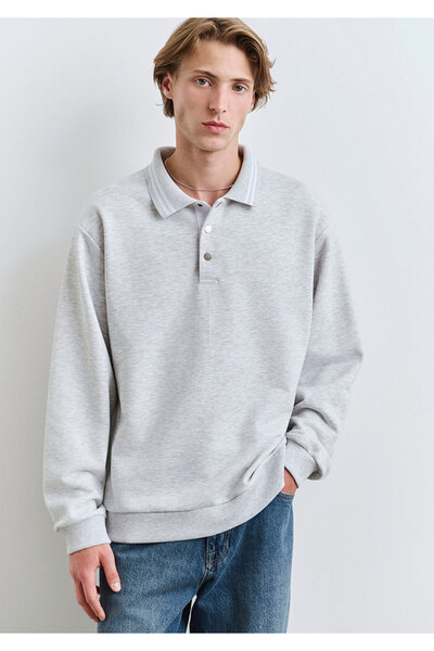 Mavi Graues Sweatshirt mit Polokragen 0S10390-82498