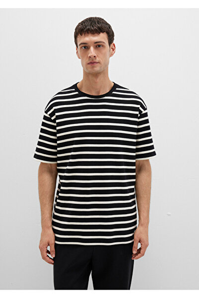 Mavi Ριγέ μαύρο μπλουζάκι Loose Fit / Χαλαρή Άνετη Κοπή 0612860-70057