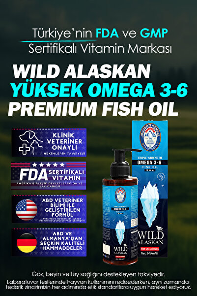 Jorgens Kennel Kedi Ve Köpek Için Doğal Omega 3-6 Wild Alaskan Triple Strength Balık Yağı I Fish Oil