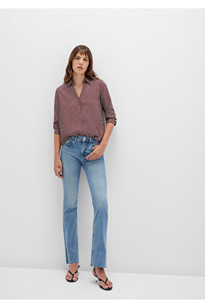 Mavi Çizgili Bordo Bluz 122400-88614