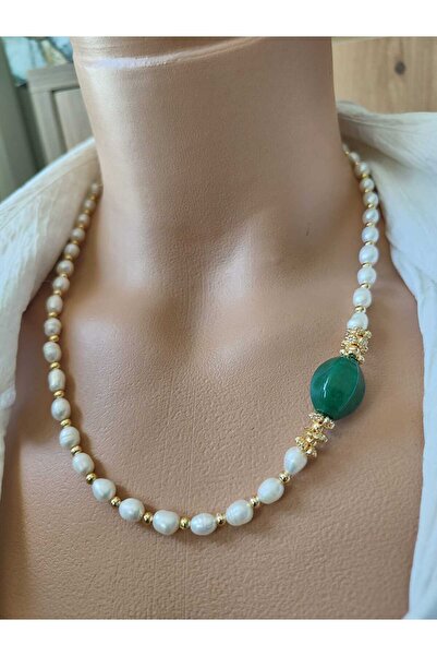 elinasaccessories El yapımı tasarım inci kolye gerçek inci doğaltas kolye tasarım designer kolye