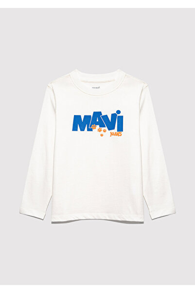 Mavi Paw Printed Ecru T-Shirt Regular Fit / Regular Cut 7610362-70057