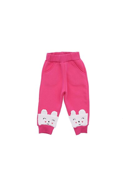 atabay Wefsoft Cat Embroidered Three-Ply Sharded Trackpants Pink