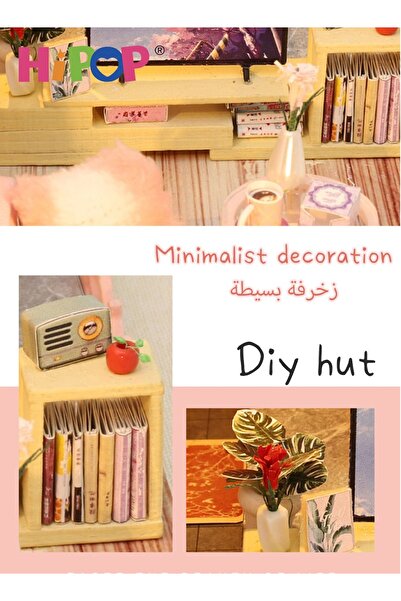 HIPOP Mini Dollhouse With Light,Children's Gift Handicraft Set