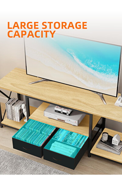 Ammar Space TV Stand with Open Storage Shelves TV Cabinet Table Entertainment Center TV Media Console