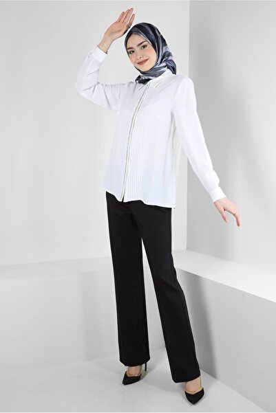 Alvina STONE DETAILED SHIRT COLLAR BLUZ 43574