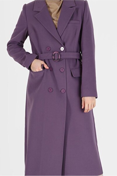 Alvina Double-Breasted Collar Belted Coat 90229