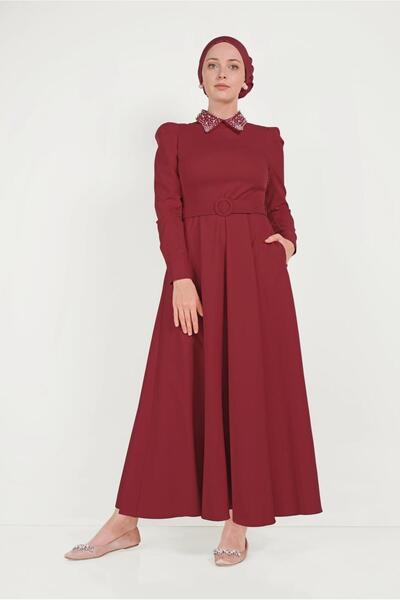 Alvina 40559 Model Pearl Detailed Collared Dress