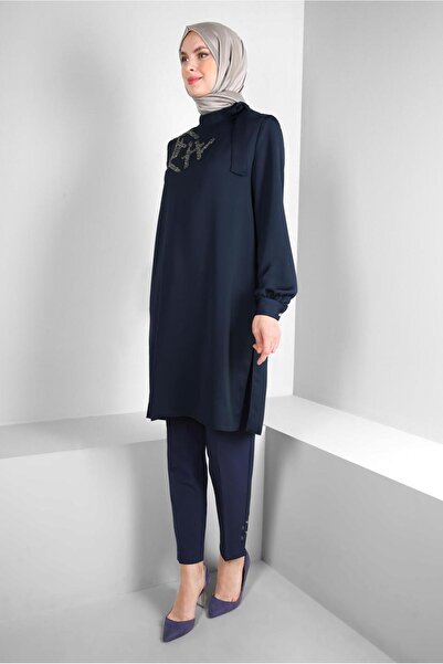 Alvina STONE PRINTED COLLAR BINDING DETAIL TUNIC 43506