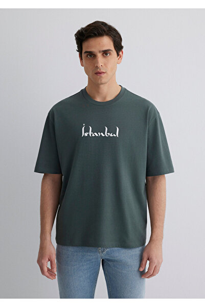 Mavi Ιστορία της Κωνσταντινούπολης Πράσινο μπλουζάκι με στάμπα Relaxed Fit / Άνετη εφαρμογή 0612999-71598