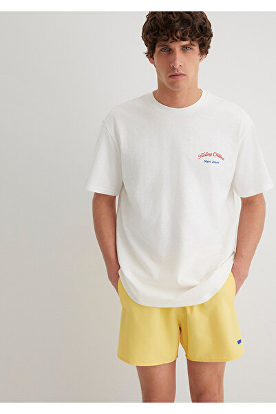 Mavi Feeling Chilled Printed Ecru T-Shirt Loose Fit / Loose Comfortable Cut 0612666-70057