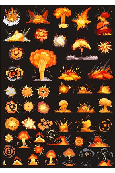 Reysa Tasarım مجموعة ملصقات Explosions-2 مكونة من 20 قطعة للهاتف والكمبيوتر ا...