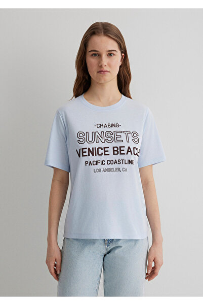 Mavi Τυπωμένο μπλε μπλουζάκι κανονική εφαρμογή / κανονική εφαρμογή 1613182 -89201